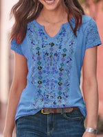 Load image into Gallery viewer, Blouse red cotton blend round neck casual
