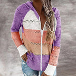 Load image into Gallery viewer, Casual Hollow Out Full-Zip Hoodie Sweater
