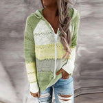 Load image into Gallery viewer, Casual Hollow Out Full-Zip Hoodie Sweater
