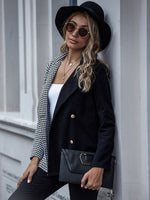 Load image into Gallery viewer, Checked two-tone cardigan blazer
