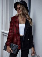 Load image into Gallery viewer, Checked two-tone cardigan blazer
