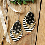 Load image into Gallery viewer, 3 Layered Plaid and Sequin Christmas Leather Earrings
