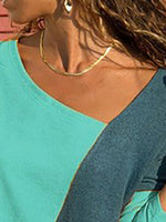 Load image into Gallery viewer, Asymmetric Neck  Patchwork  Contrast Stitching Sweatshirts T-shirts
