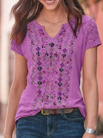 Load image into Gallery viewer, Blouse red cotton blend round neck casual
