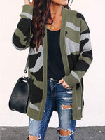 Load image into Gallery viewer, Camouflage Mid-length Knitted Cardigan
