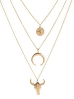 Load image into Gallery viewer, 3 Layered Bull Head Necklace
