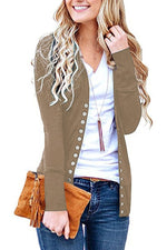 Load image into Gallery viewer, 2020 solid color V-neck long-sleeved cardigan

