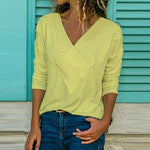 Load image into Gallery viewer, Brief V Neck Long Sleeve Plain Casual T-Shirts
