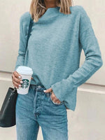 Load image into Gallery viewer, Casual high neck solid color long sleeve sweater
